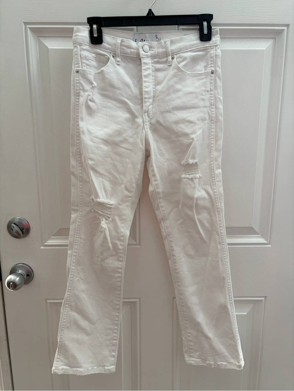 Sam Edelman White Distressed Linnie Kick Flare Jeans